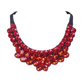 [Red Flower] Women Acrylic False Collar Removable Fake Collar Choker Necklace