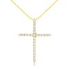10K Yellow Gold 2.0 Cttw Round Brilliant Cut Diamond Cross Pendant Necklace with Box Chain (J-K Color, I2-I3 Clarity) - 18"