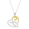 10K Yellow Gold Over .925 Sterling Silver Open Heart with Swirls 18" Box Chain Pendant Necklace