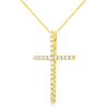 10K Yellow Gold 2.0 Cttw Round Brilliant Cut Diamond Cross Pendant Necklace with Box Chain (J-K Color, I2-I3 Clarity) - 18"