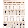 34-Piece Makeup Brush Set, Professional Brushes Kit for Foundation Blending Eyeshadow Concealer Blush - with Soft Bristles, Ergonomic Wood Handle