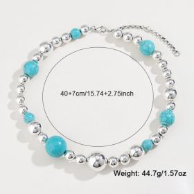 Elegant Turquoise Beaded Necklace For Women Europe And America Cross Border Fashion Beaded (Option: DNXN047491color)