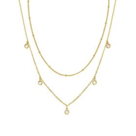 Waterdrop Chain Necklace,COLORFUL BLING Dainty Necklace Sideways Pendant Necklace For Women Gold Jewelry (Option: Golden)