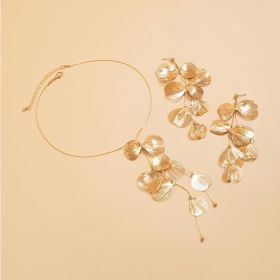 Gold Leaf Choker Necklace For Women,Trendy Boho Black Ginkgo Leaves Long Tassel Necklace, Aesthetic Beachy Party Jewelry Accessories Gifts (Option: Golden)