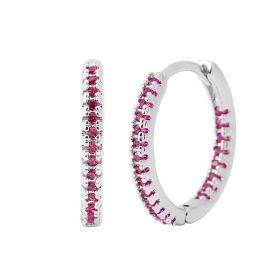 Circle Female Earrings Ear Clip Multicolor Zircon Elegant (Option: Silver Red Diamond)