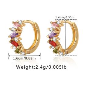 Leaf Inlaid Zircon Emerald Temperament Ear Clip Special-interest Design (Option: KE10492color-18K)