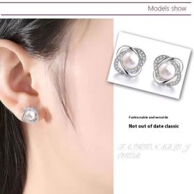 Rose Type Pearl Elegant Ear Studs Temperament Trend (Option: Pearl silver)