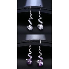 Purple Zircon Spiral Ear Hook Earrings (Option: Suit)