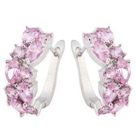 Diamond Crystal Zircon Ear Clip Affordable Luxury Earrings Women (Option: Pink)