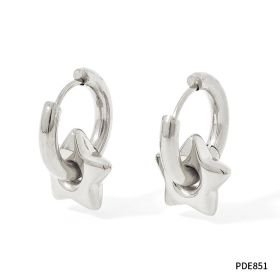 XINGX Earrings Stainless Steel Glossy Earrings (Option: PDE851 Silver)