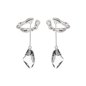 Vintage Crystal Tassel Without Pierced Ear Clip (Option: Silver)