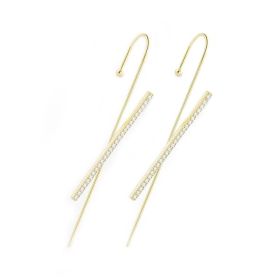 Glistening Ear Wrap Crawler Zircon Earrings Piercing Earrings Premium Earrings (Option: D-Gold-A pair)