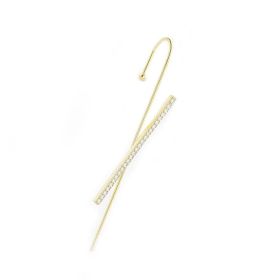 Glistening Ear Wrap Crawler Zircon Earrings Piercing Earrings Premium Earrings (Option: D-Gold-Single)