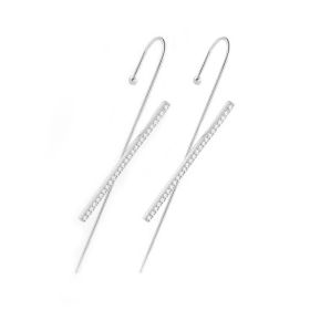 Glistening Ear Wrap Crawler Zircon Earrings Piercing Earrings Premium Earrings (Option: D-Silver-A pair)