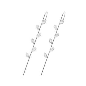 Glistening Ear Wrap Crawler Zircon Earrings Piercing Earrings Premium Earrings (Option: E-Silver-A pair)