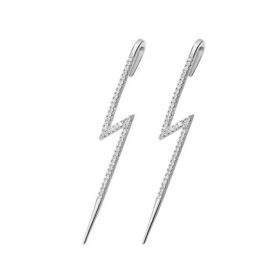 Glistening Ear Wrap Crawler Zircon Earrings Piercing Earrings Premium Earrings (Option: G-Silver-A pair)