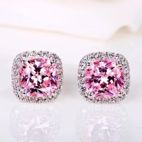 Real Diamond Earrings European And American Retro (Option: Pink)