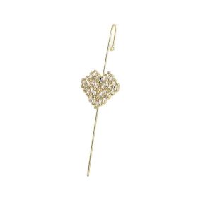 Glistening Ear Wrap Crawler Zircon Earrings Piercing Earrings Premium Earrings (Option: L-Gold-Single)