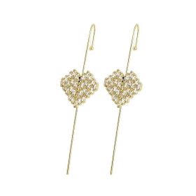 Glistening Ear Wrap Crawler Zircon Earrings Piercing Earrings Premium Earrings (Option: L-Gold-A pair)