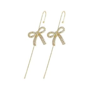 Glistening Ear Wrap Crawler Zircon Earrings Piercing Earrings Premium Earrings (Option: J-Gold-A pair)