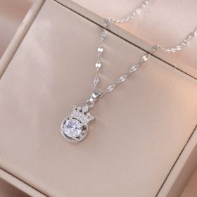 Japanese And Korean Style Zircon Niche Design Fashion Accessories Crown Necklace (Option: X3579 Crown Necklace)