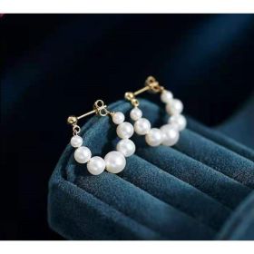 Sterling Silver Needle Japanese And Korean Pearl Earrings Non-piercing Ear Clip (Option: 7 Pearl Silver Needles)