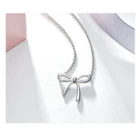 Bow Pendant Color Gold Clavicle Chain (Option: White Gold Plated)