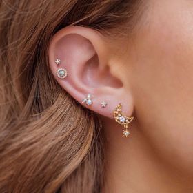Romantic Star And Moon Series Popular Butterfly Earrings (Option: Gold-D)