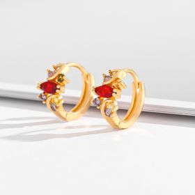 Fashion Multi-style Square Crystal Zircon Ornament Gold Plated Diamond Ear Ring (Option: EH019)