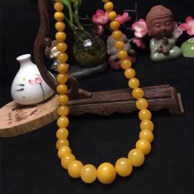 Beeswax Graduated Strand Yellow Chicken Grease Round Beads Necklace Clavicle Chain (Option: Yellow Floating Nectar)