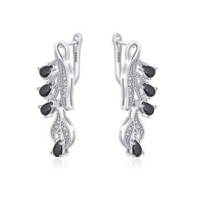 Korean Style Simple Zircon Stud Earrings Drop-shaped (Option: Black)