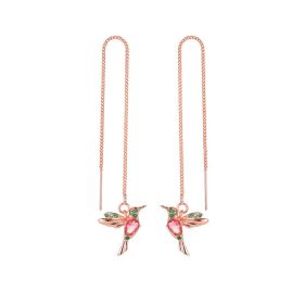 Fashion Jewelry New Unique Little Bird Drop Long Hanging Hummingbird Earrings For Women Elegant Girl Tassel Crystal Pendant Earring Jewelry (Option: 01 Rose Gold)