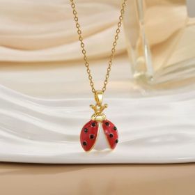 Women's Creative Cartoon Beetle Necklace Ladybug Pendant Jewelry Niche Temperament Versatile Clavicle Chain (Option: Women)