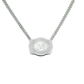 26 English Letter Belt Buckle Necklace Embossed Copper Necklace (Option: White K Curb Necklace-A)