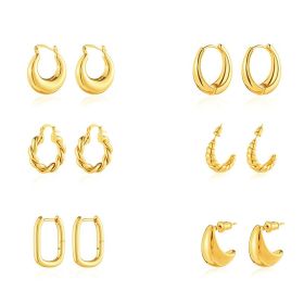Water Metal Drop Twist Exquisite Earrings (Option: 6pair set)