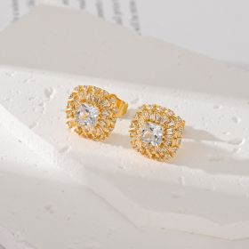 Multiple Colors Zircon-encrusted Stud Earrings (Option: White)