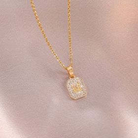 Japanese And Korean Style Niche Temperament Fashion M Letter Brand Pendant Titanium Steel Necklace (Option: X3612 Gold)