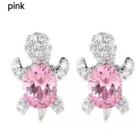 Cute Little Animal Niche Design Earrings Jewelry Stud Earrings (Option: Pink)