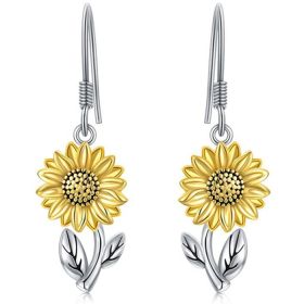 Cute Lady Animal Bee Sunflower Heart Earrings (Option: sliver A)