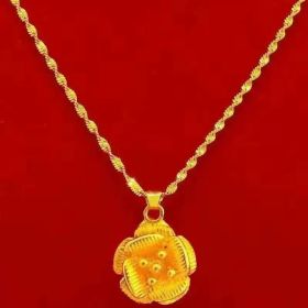 Gold-plated Brass Pendant Necklace For Women, Water Wave Textured Collarbone Chain (Option: Multilayer floral necklace)