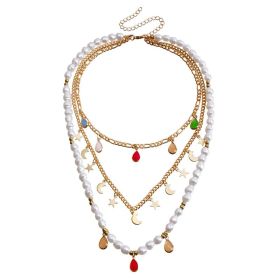 Bohemian Contrast Color Rice-shaped Beads Stringed Beads Multi-layer Necklace (Option: ZW385color)