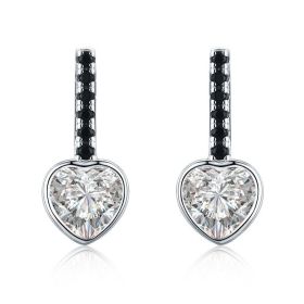 Fashion Loving Heart Zircon Earrings Women's Simple All-match (Option: Black)