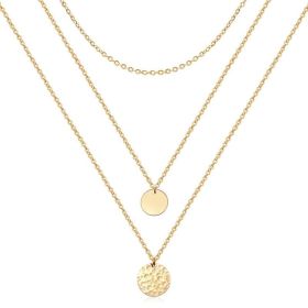 Gold Layered Choker Necklace 14K Gold Plated Bar Coin Charm Pendant Neckalce Delicate Multilayer Choker Necklaces For Women (Option: Golden)