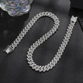 Diamond Men's Hip Hop Style Chunky Necklace (Option: Diamond Silver 20inch)