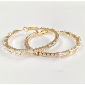 Simple Gold Ladies Zircon Earrings European And American Big Earrings (Option: Copper gold)