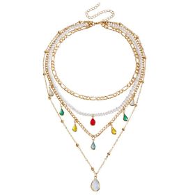 Bohemian Contrast Color Rice-shaped Beads Stringed Beads Multi-layer Necklace (Option: ZW193color)