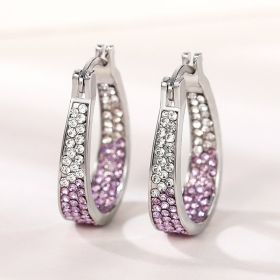 European And American Colorful Ear Clip Fashion Diamond Women's Earrings (Option: E2093 Purple)