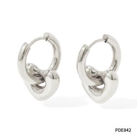 XINGX Earrings Stainless Steel Glossy Earrings (Option: PDE842 Silver)