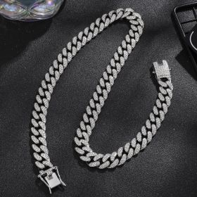 Diamond Men's Hip Hop Style Chunky Necklace (Option: Arc Silver 20inch)