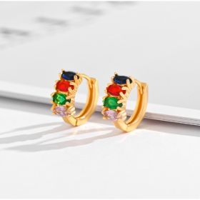 Fashion Multi-style Square Crystal Zircon Ornament Gold Plated Diamond Ear Ring (Option: EH036)